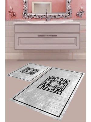 Mabeba Tekstil Dijital Baskı Yıkanabilir Kaymaz Taban Modern Banyo Paspası