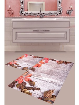 Mabeba Tekstil Dijital Baskı Yıkanabilir Kaymaz Taban Modern Banyo Paspası