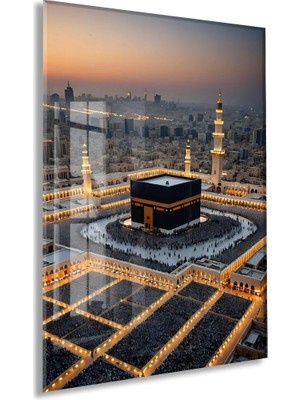 Kâbe ve Mescid-I Haram’da Akşam Vakti – Tavaf Anı Cam Tablo - PEONYDINI129