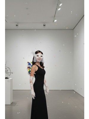 Gatsby Beyaz Dantel Maskeli Balo Seti - Beyaz Dantel Maske ve Desenli Vintage Eldiven Ikili Set