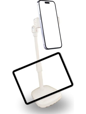 Greathings  Masa Üstü Tablet ve Telefon Tutucu Plastik Aparat Beyaz Telefon Standı