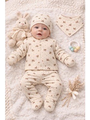 Kız Bebek Pamuklu Yenidoğan 5 Parça Hastane Çıkış Seti 0-3 Ay