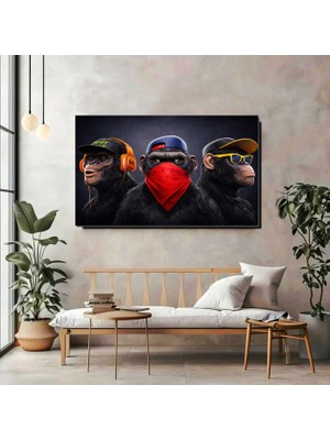 Artprinta Hip Hop Maymunlar Kanvas Tablo – Modern, Eğlenceli ve Sokak Stili Duvar Dekoru
