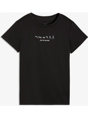 Puma Run Slogan Graphic Kadın Siyah Koşu T-Shirt.01