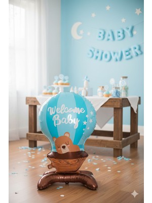 Dodomar Welcome Baby Yazılı Folyo Balon - Hoşgeldin Bebe Mavi Ayak