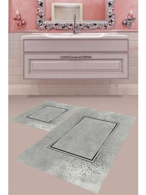 Mabeba Tekstil Dijital Baskı Yıkanabilir Kaymaz Taban Modern Banyo Paspası