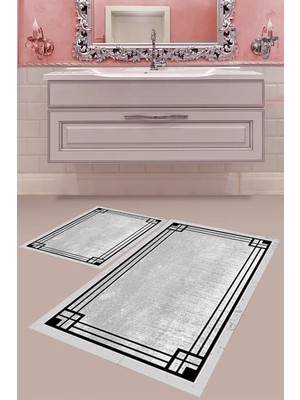 Mabeba Tekstil Dijital Baskı Yıkanabilir Kaymaz Taban Modern Banyo Paspası