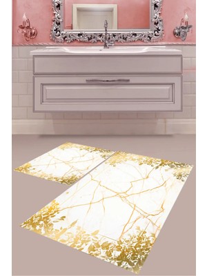 Mabeba Tekstil Dijital Baskı Yıkanabilir Kaymaz Taban Modern Banyo Paspası