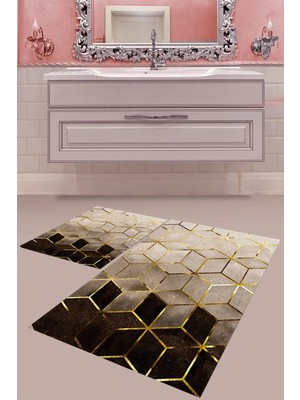 Mabeba Tekstil Dijital Baskı Yıkanabilir Kaymaz Taban Modern Banyo Paspası