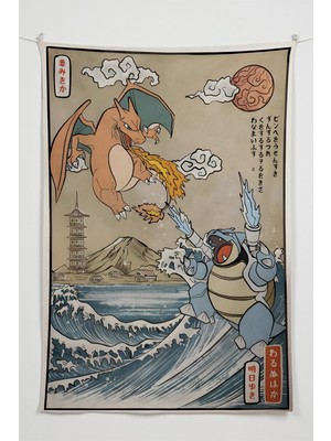 Charmbi Gamer Duvar Örtüsü -  Çok Renkli Anime Temalı Kumaş Oda Dekoru Tapestry