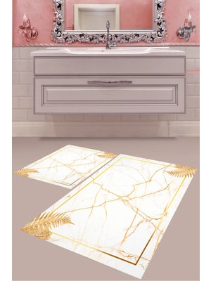 Mabeba Tekstil Dijital Baskı Yıkanabilir Kaymaz Taban Modern Banyo Paspası