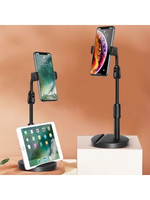 Greathings Masa Üstü Tablet ve Telefon Tutucu Plastik Aparat Siyah Telefon Standı