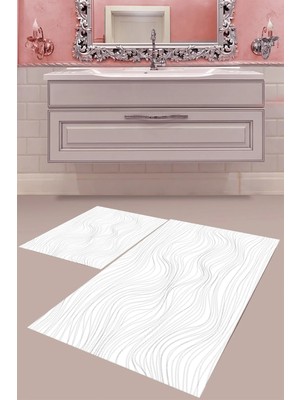 Mabeba Tekstil Dijital Baskı Yıkanabilir Kaymaz Taban Modern Banyo Paspası