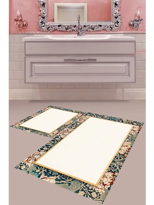 Mabeba Tekstil Dijital Baskı Yıkanabilir Kaymaz Taban Modern Banyo Paspası