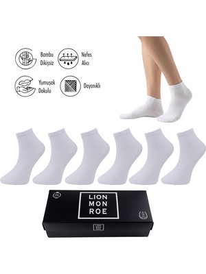 Lion Monroe Saf Bambu Erkek Yarım Konç Düz Siyah Çorap Dikişsiz Premium Kutulu 6'lı L5952AZNP Softaura