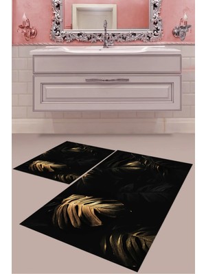 Mabeba Tekstil Dijital Baskı Yıkanabilir Kaymaz Taban Modern Banyo Paspası