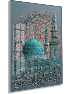 Mescid-I Nebevî ve Salavat Hat Sanatı | Manevî Medine Cam Tablo - PEONYDINI120