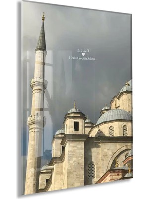 Her Hal Geçicidir Sabret Yazılı Cami Cam Tablo - PEONYDINI153