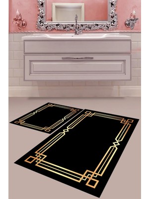 Mabeba Tekstil Dijital Baskı Yıkanabilir Kaymaz Taban Modern Banyo Paspası