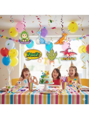 Dodomar Dinozor Temalı Asmalı Tavan Süsü 6 Adet Çocuk Doğum Günü Parti Dekoru