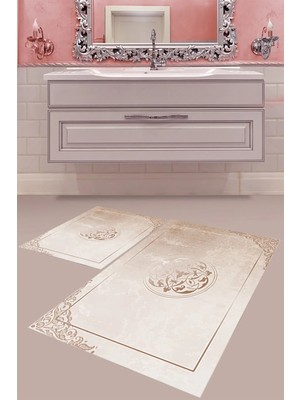 Mabeba Tekstil Dijital Baskı Yıkanabilir Kaymaz Taban Modern Banyo Paspası