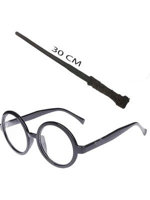 Twin Store Harry Potter Asası 30 cm ve Siyah Çerçeveli Harry Potter Gözlüğü Seti