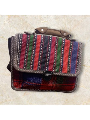 Öykücanbu Otantik El Dokuması Kilim Desenli Omuz Askılı Çanta