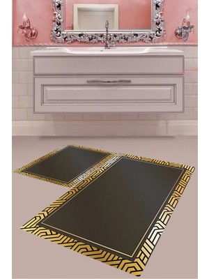 Mabeba Tekstil Dijital Baskı Yıkanabilir Kaymaz Taban Modern Banyo Paspası