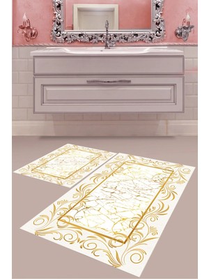 Mabeba Tekstil Dijital Baskı Yıkanabilir Kaymaz Taban Modern Banyo Paspası