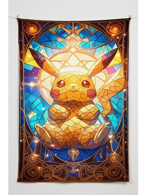 Charmbi Gamer Duvar Örtüsü -  Çok Renkli Anime Temalı Kumaş Oda Dekoru Tapestry