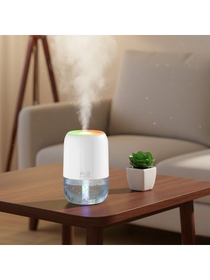 H2O Model Şeffaf Hazneli Hava Nemlendirici-Ultrasonik Soğuk Buhar Makinesi, LED Işıklı Masaüstü Oda Nemlendirici [greathings]