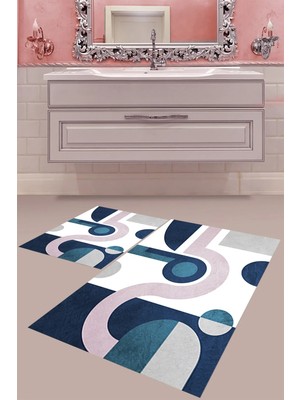 Mabeba Tekstil Dijital Baskı Yıkanabilir Kaymaz Taban Modern Banyo Paspası