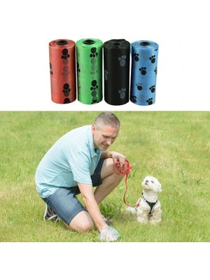 Greathings 4lü Evcil Hayvanlar Için Pati Desenli Kedi Köpek Kaka Poşeti Torbası