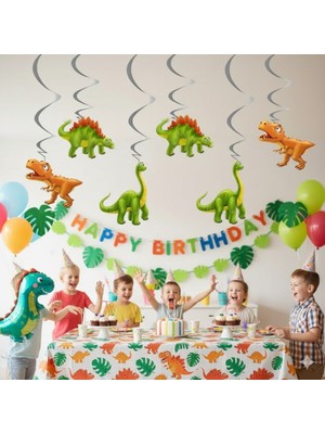 Dodomar Asmalı Sevimli Dinozor Tavan Süsü 6 Adet Çocuk Doğum Günü Parti Dekoru