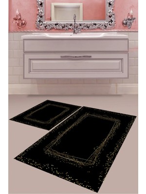 Mabeba Tekstil Dijital Baskı Yıkanabilir Kaymaz Taban Modern Banyo Paspası