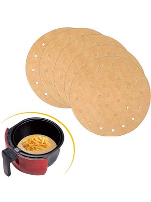 Greathings 100 Adet  Air Fryer Pişirme Kağıdı Tek Kullanımlık Hava Fritözü Yuvarlak Delikli Model