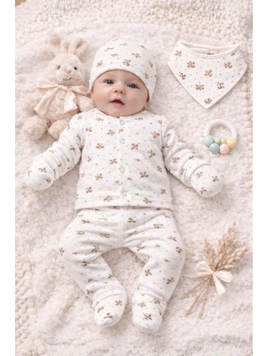 Erkek Bebek Pamuklu Yenidoğan 5 Parça Hastane Çıkış Seti 0-3 Ay