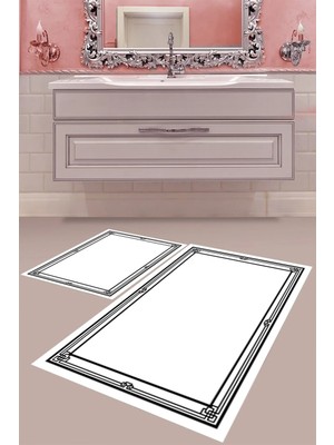 Mabeba Tekstil Dijital Baskı Yıkanabilir Kaymaz Taban Modern Banyo Paspası