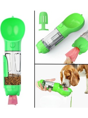 Greathings Taşınabilir Hazneli Mama Kaplı ,kaka Poşetli Kedi,köpek SULUĞU-300ML