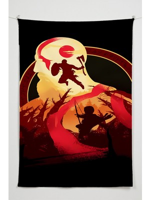 Charmbi Gamer Duvar Örtüsü -  Çok Renkli Anime Temalı Kumaş Oda Dekoru Tapestry