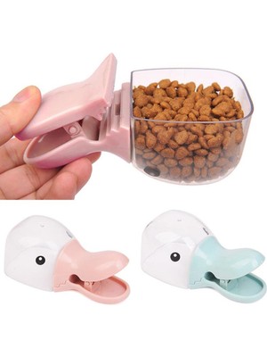 Greathings Ördek Tasarımlı Mandallı Tazelik Koruyan Ölçekli Kuru Mama Kaşığı Mama Ölçeği