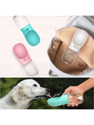 Greathings Taşınabilir Evcil Hayvan Suluğu Seyahat Kabı Kilitlenebilen Su Sızdırmaz Kap 350 ml