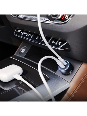 Greathings Araç Içi Çakmaklığa Takılantype-C ve USB Girişli 2 Portlu Hızlı Şarj Adaptörü
