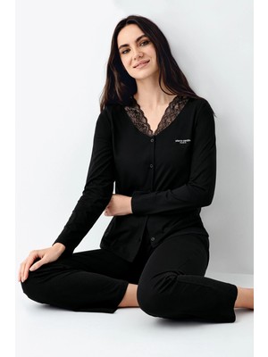 Akman Pierre Cardin 9116-S Kadın Önü Düğmeli  Pijama Takımı