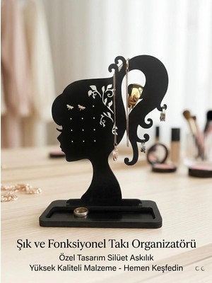 Runc Design Dekoratif Modern Kadın Figürlü Takı Standı - Masaüstü Takı ve Aksesuar Düzenleyici Organizer