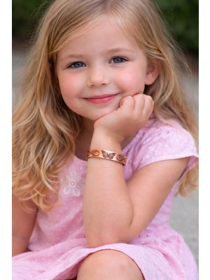 Neefy Bileklik Minik Kalpler Için Saf Bakır Zarafet Saf Bakır Kız Çocuklara Özel Kelebek Motifli