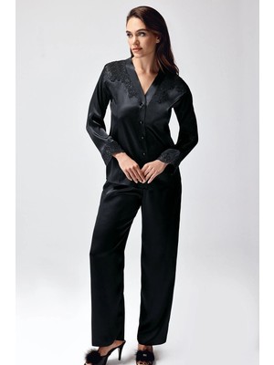Akman Freshness 9950-PT Saten Dantel Detaylı Pijama Takımı