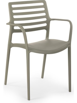 Tilia Louise-XL Polipropilen Kollu Sandalye Çimento Gri - Bahçe, Balkon, Dış Mekan, Kafe, Restoran Için