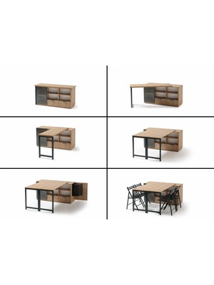 Dekorbizden Akıllı Konsollu Masa+ 4 Adet Sandalye