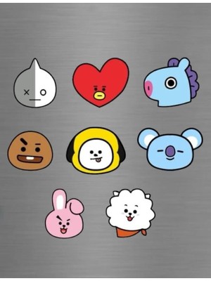 ADA 3D BT21 Bts Grubu Karakterleri Tata Chimmy Cooky Figürlü Süs Buzdolabı Magneti